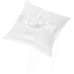 ASUPERMALL 7 * 7 Pouces Satin Blanc Ivoire Fleur Bowknot Anneau Porteur Oreiller Et De Fleur De Mariage Fille Panier Ensemble -Petit rangement Soldes Magasin 34344958 4