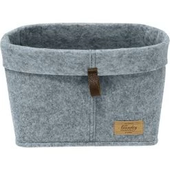 WENKO Panier Feutre Feli L, Corbeille En Feutre, Rangement Décoratif Salon - Cuisine - Salle De Bain, Polyester, 30x19x18 Cm, Gris