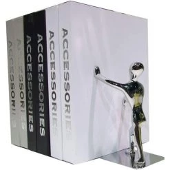 DEVENIRRICHE Serre-livres, à La Mode, Robuste, Kung Fu Man, Acier Inoxydable, Organisateur De Livres Pour étagère, Petits Serre-livres Humanoïdes, école, Maison, Bureau, Bibliothèque, Décoration, 1 Paire (argent) -Petit rangement Soldes Magasin 34551388 2