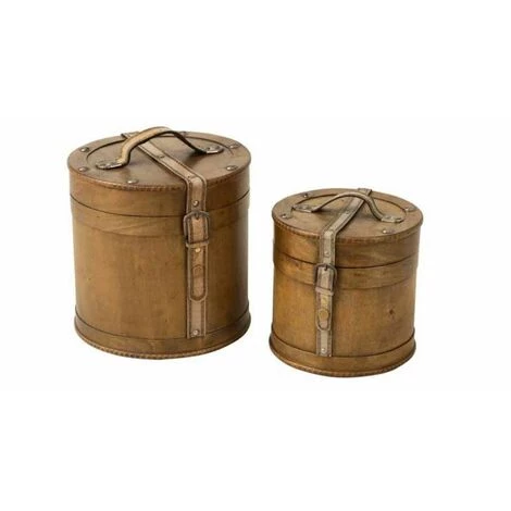 Paris Prix - Lot De 2 Coffres De Rangements "rond" 25cm Beige 3 Paris Prix - Lot De 2 Coffres De Rangements "rond" 25cm Beige