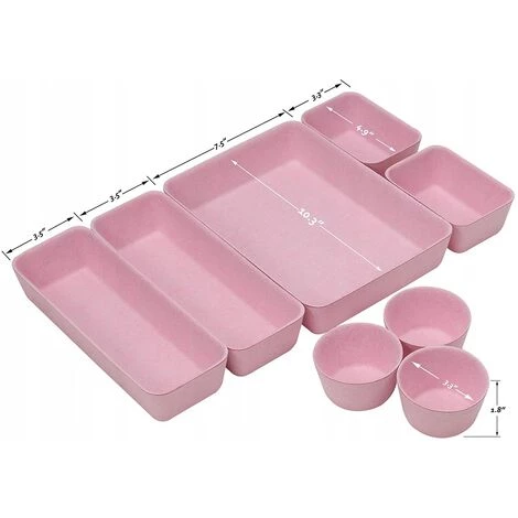 DIYOZZY SystèMe D'Organisateur De Tiroir, 8 Paniers En Feutre Pour Les CosméTiques, Rangement Pour Meuble-Lavabo Lavable, Panier En Feutre Pliable Pour Ranger La Papeterie Rose 6 DIYOZZY SystèMe D'Organisateur De Tiroir, 8 Paniers En Feutre Pour Les CosméTiques, Rangement Pour Meuble-Lavabo Lavable, Panier En Feutre Pliable Pour Ranger La Papeterie Rose – Image 4