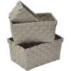 Tendance Gatsby Lot De 3 Paniers Tressés En Polypropylène Marron 19 X 13 X 9, 17 X 11 X 8,5 Cm -Petit rangement Soldes Magasin 35078868 1