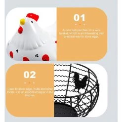 BARES En Céramique Oeuf Panier De Rangement Rétro Fer Maille Oeuf Distributeur Rack Présentoir Fraîche Bouillie Canard Oeuf Fruits Légumes Organisateur Verser Pendaison De -Petit rangement Soldes Magasin 35498257 3