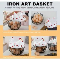 BARES En Céramique Oeuf Panier De Rangement Rétro Fer Maille Oeuf Distributeur Rack Présentoir Fraîche Bouillie Canard Oeuf Fruits Légumes Organisateur Verser Pendaison De -Petit rangement Soldes Magasin 35498257 4