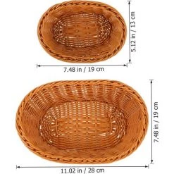 BARES 2 Pièces En Osier Panier De Rangement Naturel Ovale Tissé Panier En Bois Alimentaire Pain Fruits Contenant Des Articles Divers Décoratif En Rotin Bols Pour La Cuisine -Petit rangement Soldes Magasin 35498416 2