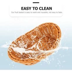 BARES 2 Pièces En Osier Panier De Rangement Naturel Ovale Tissé Panier En Bois Alimentaire Pain Fruits Contenant Des Articles Divers Décoratif En Rotin Bols Pour La Cuisine -Petit rangement Soldes Magasin 35498416 3