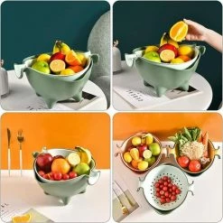 BARES Lumière Passoire Passoire En Plastique Double Couche À Laver Bol De Fruits Et Légumes Panier Alimentaire Bol De Vidange Passoire Pour Riz Légumes Fruits -Petit rangement Soldes Magasin 35498429 4