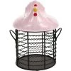 BARES Métal Fil Oeuf Panier De Poulet Forme Fil Corbeille De Fruits Avec Couvercle En Céramique Et Poignée Oeuf Titulaire D' Affichage Organisateur Pour La Cuisine Ferme，Rose -Petit rangement Soldes Magasin 35498445 1