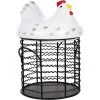 BARES Métal Fil Oeuf Panier De Poulet Forme Fil Corbeille De Fruits Avec Couvercle En Céramique Et Poignée Oeuf Titulaire D' Affichage Organisateur Pour La Cuisine Ferme,blanc 2 BARES Métal Fil Oeuf Panier De Poulet Forme Fil Corbeille De Fruits Avec Couvercle En Céramique Et Poignée Oeuf Titulaire D' Affichage Organisateur Pour La Cuisine Ferme,blanc -Petit rangement Soldes Magasin 35498446 1