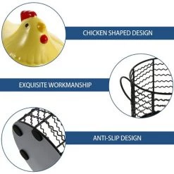 BARES Métal Fil Oeuf Panier De Poulet Forme Fil Corbeille De Fruits Avec Couvercle En Céramique Et Poignée Oeuf Titulaire D' Affichage Organisateur Pour La Cuisine Ferme,jaune 11 BARES Métal Fil Oeuf Panier De Poulet Forme Fil Corbeille De Fruits Avec Couvercle En Céramique Et Poignée Oeuf Titulaire D' Affichage Organisateur Pour La Cuisine Ferme,jaune -Petit rangement Soldes Magasin 35498449 5