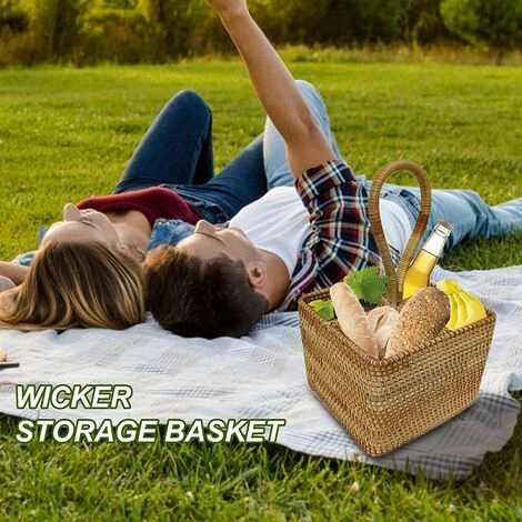 BARES Panier De Rangement - Tissé Paniers En Osier Panier De Pique-Nique, Panier Tissé Décoratif Avec Poignée, Sac De Plage, Panier De Ventre Jonc De Mer, Osier Panier De Fleur Paniers 7 BARES Panier De Rangement - Tissé Paniers En Osier Panier De Pique-Nique, Panier Tissé Décoratif Avec Poignée, Sac De Plage, Panier De Ventre Jonc De Mer, Osier Panier De Fleur Paniers – Image 5