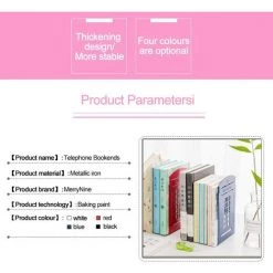 BRIDAY Serre-livres Bleu, 1 Paire De Métal Lourd Antidérapant Robuste Cabine Téléphonique Cadeau Décoratif Pour étagère Bureau Bibliothèque Scolaire (bleu) -Petit rangement Soldes Magasin 35561174 2