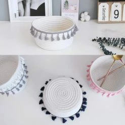 BRIDAY Panier De Rangement Pour Bébé Paniers Décoratifs En Corde DCoton Naturel Petite Boîte De Rangement Organisateur Pour Pépinière Salon Bureau -Petit rangement Soldes Magasin 35561762 4