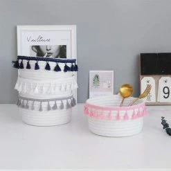 BRIDAY Panier De Rangement Pour Bébé Paniers Décoratifs En Corde DCoton Naturel Petite Boîte De Rangement Organisateur Pour Pépinière Salon Bureau -Petit rangement Soldes Magasin 35561762 5