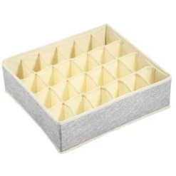 MSV Lot De 4 Boîtes Tiroir De Rangement Micrcoaéré Et Respirant Avec Compartiments Gris - Gris -Petit rangement Soldes Magasin 35654665 2