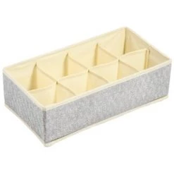 MSV Lot De 4 Boîtes Tiroir De Rangement Micrcoaéré Et Respirant Avec Compartiments Gris - Gris -Petit rangement Soldes Magasin 35654665 3