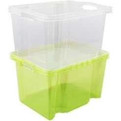 KEEEPER Boîte De Rangement Avec Poignées Intégrées, Taille : M, 35 X 27 X 21 Cm, 13,5 L, Vert Transparent -Petit rangement Soldes Magasin 35685568 5