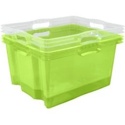 KEEEPER Boîte De Rangement Avec Poignées Intégrées, Taille : XL, 43 X 35 X 23 Cm, 24 L, Vert Transparent -Petit rangement Soldes Magasin 35685594 4
