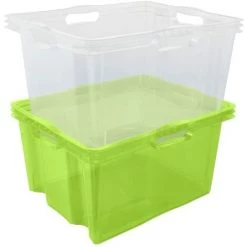 KEEEPER Boîte De Rangement Avec Poignées Intégrées, Taille : XL, 43 X 35 X 23 Cm, 24 L, Vert Transparent -Petit rangement Soldes Magasin 35685594 5