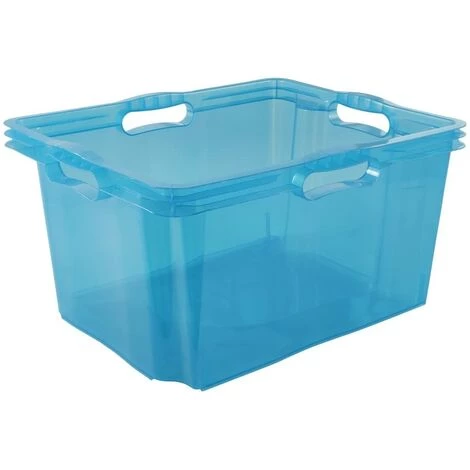 KEEEPER Boîte De Rangement Avec Poignées Intégrées, Taille : XL, 43 X 35 X 23 Cm, 24 L, Bleu Transparent 4 KEEEPER Boîte De Rangement Avec Poignées Intégrées, Taille : XL, 43 X 35 X 23 Cm, 24 L, Bleu Transparent – Image 2
