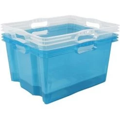 KEEEPER Boîte De Rangement Avec Poignées Intégrées, Taille : XL, 43 X 35 X 23 Cm, 24 L, Bleu Transparent 10 KEEEPER Boîte De Rangement Avec Poignées Intégrées, Taille : XL, 43 X 35 X 23 Cm, 24 L, Bleu Transparent -Petit rangement Soldes Magasin 35685602 4