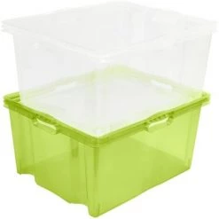 KEEEPER Boîte De Rangement Avec Poignées Intégrées, Taille : XXL, 52 X 43 X 26 Cm, 44 L, Vert Transparent -Petit rangement Soldes Magasin 35685615 5