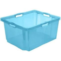 KEEEPER Boîte De Rangement Avec Poignées Intégrées, Taille : XXL, 52 X 43 X 26 Cm, 44 L, Bleu Transparent