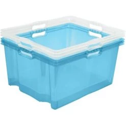 KEEEPER Boîte De Rangement Avec Poignées Intégrées, Taille : XXL, 52 X 43 X 26 Cm, 44 L, Bleu Transparent -Petit rangement Soldes Magasin 35685619 4