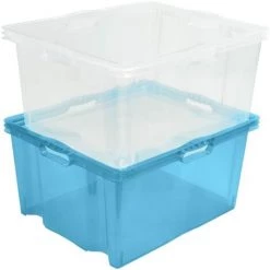 KEEEPER Boîte De Rangement Avec Poignées Intégrées, Taille : XXL, 52 X 43 X 26 Cm, 44 L, Bleu Transparent -Petit rangement Soldes Magasin 35685619 5