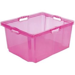 KEEEPER Boîte De Rangement Avec Poignées Intégrées, Taille : XXL, 52 X 43 X 26 Cm, 44 L, Rose Transparent