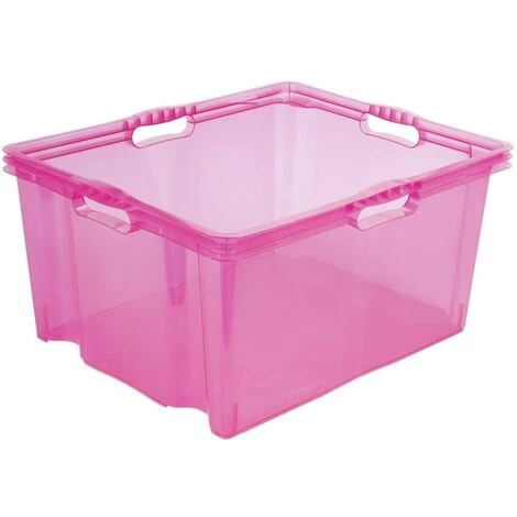 KEEEPER Boîte De Rangement Avec Poignées Intégrées, Taille : XXL, 52 X 43 X 26 Cm, 44 L, Rose Transparent 4 KEEEPER Boîte De Rangement Avec Poignées Intégrées, Taille : XXL, 52 X 43 X 26 Cm, 44 L, Rose Transparent – Image 2