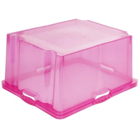 KEEEPER Boîte De Rangement Avec Poignées Intégrées, Taille : XXL, 52 X 43 X 26 Cm, 44 L, Rose Transparent 5 KEEEPER Boîte De Rangement Avec Poignées Intégrées, Taille : XXL, 52 X 43 X 26 Cm, 44 L, Rose Transparent – Image 3