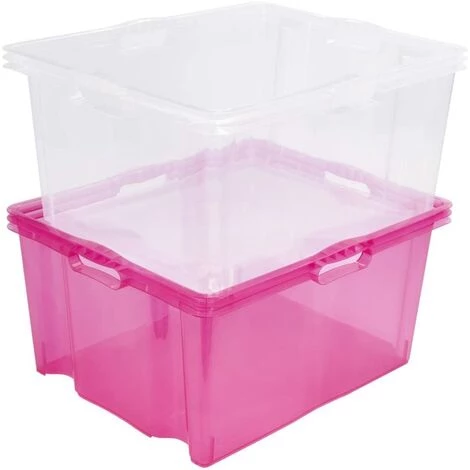 KEEEPER Boîte De Rangement Avec Poignées Intégrées, Taille : XXL, 52 X 43 X 26 Cm, 44 L, Rose Transparent 7 KEEEPER Boîte De Rangement Avec Poignées Intégrées, Taille : XXL, 52 X 43 X 26 Cm, 44 L, Rose Transparent – Image 5