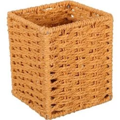 BARES Main- Tissé Herbiers Panier De Rangement En Osier Panier De Bureau Étagère De Rangement Panier Polyvalente Organisateur Bin (Jaune)