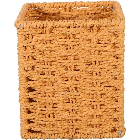 BARES Main- Tissé Herbiers Panier De Rangement En Osier Panier De Bureau Étagère De Rangement Panier Polyvalente Organisateur Bin (Jaune) 6 BARES Main- Tissé Herbiers Panier De Rangement En Osier Panier De Bureau Étagère De Rangement Panier Polyvalente Organisateur Bin (Jaune) – Image 4