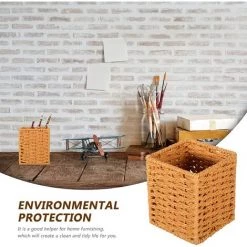 BARES Main- Tissé Herbiers Panier De Rangement En Osier Panier De Bureau Étagère De Rangement Panier Polyvalente Organisateur Bin (Jaune) 11 BARES Main- Tissé Herbiers Panier De Rangement En Osier Panier De Bureau Étagère De Rangement Panier Polyvalente Organisateur Bin (Jaune) -Petit rangement Soldes Magasin 35847672 5