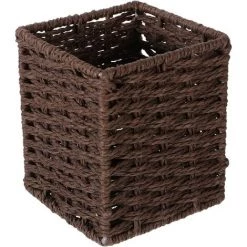 BARES Main- Tissé Herbiers Panier De Rangement En Osier Panier De Bureau Étagère De Rangement Panier Polyvalente Organisateur Bin (Couleur Café，Jaune)