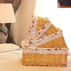 BARES Panier De Pique-nique Rectangulaire En Osier Tressé Avec Doublure Amovible - Pour Chambre à Coucher, Salle De Bain, Café Foncé - 40 X 30 Cm 9 BARES Panier De Pique-nique Rectangulaire En Osier Tressé Avec Doublure Amovible - Pour Chambre à Coucher, Salle De Bain, Café Foncé - 40 X 30 Cm -Petit rangement Soldes Magasin 35847901 3