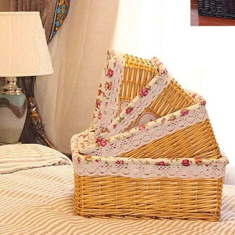 BARES Panier De Pique-nique Rectangulaire En Osier Tressé Avec Doublure Amovible - Pour Chambre à Coucher, Salle De Bain, Café Foncé - 40 X 30 Cm 5 BARES Panier De Pique-nique Rectangulaire En Osier Tressé Avec Doublure Amovible - Pour Chambre à Coucher, Salle De Bain, Café Foncé - 40 X 30 Cm – Image 3