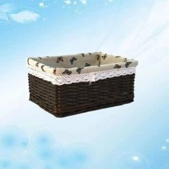 BARES Panier De Pique-nique Rectangulaire En Osier Tressé Avec Doublure Amovible - Pour Chambre à Coucher, Salle De Bain, Café Foncé - 40 X 30 Cm 11 BARES Panier De Pique-nique Rectangulaire En Osier Tressé Avec Doublure Amovible - Pour Chambre à Coucher, Salle De Bain, Café Foncé - 40 X 30 Cm -Petit rangement Soldes Magasin 35847901 5