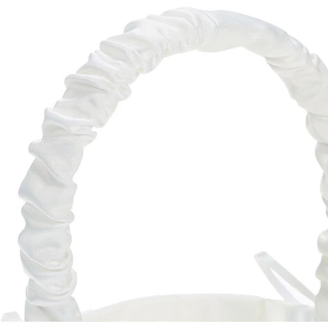 HAPPYSHOPPING Panier De Fille De Fleur De Mariage En Satin Blanc Avec Decoration Florale Fournitures De Mariage 5 HAPPYSHOPPING Panier De Fille De Fleur De Mariage En Satin Blanc Avec Decoration Florale Fournitures De Mariage – Image 3