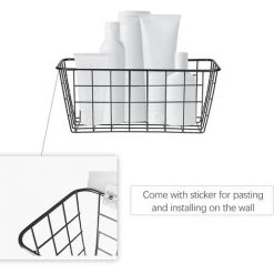 HAPPYSHOPPING Panier De Rangement En Fer Organisateur De Rangement Mural Panier Suspendu Etagere De Salle De Bain Pour Chambre Salle De Bain Salle De Lavage,modele:Noir -Petit rangement Soldes Magasin 35907281 4
