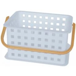 HOMEMAISON Panier Ajouré Blanc à Anse Bois Et Blanc 25 X (h)13 X 17 Cm - Bois Et Blanc