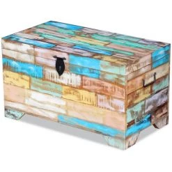 VidaXL Coffre De Rangement Bois De Récupération Massif - Multicolore 10 VidaXL Coffre De Rangement Bois De Récupération Massif - Multicolore -Petit rangement Soldes Magasin 3621642 4