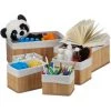Relaxdays Corbeille De Rangement En Tissu, Set De 6 Paniers En Bambou, Déco étagère Organiseur, Nature -Petit rangement Soldes Magasin 36626301 1