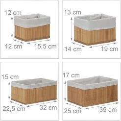 Relaxdays Corbeille De Rangement En Tissu, Set De 6 Paniers En Bambou, Déco étagère Organiseur, Nature -Petit rangement Soldes Magasin 36626301 5