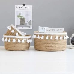 BRIDAY Panier De Rangement De Jute Boîte Panier Pliable Pour Jouets Cosmétiques Accessoires 20.5 * 10cm - Comme Image -Petit rangement Soldes Magasin 36813778 3
