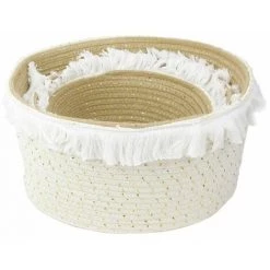 Paris Prix - Lot De 3 Paniers De Rangement "franges" 35cm Blanc -Petit rangement Soldes Magasin 36815928 3