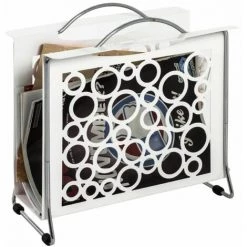 Paris Prix - Porte-revues Design "styles" 31cm Blanc & Chrome