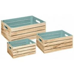 ATMOSPHERA, CRATEUR D'INTRIEUR Lot De 3 Cagettes En Bois "House" 35cm Vert